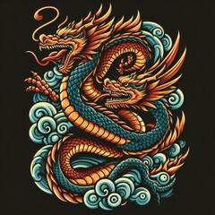 Obraz premium Dragon illustration,Dragon poster,Dragon banner,Dragon logo 