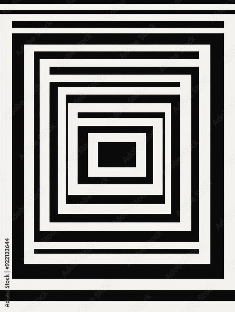 Poster mesmerizing geometric pattern with a repeating square grid design and shifting perspectives creating