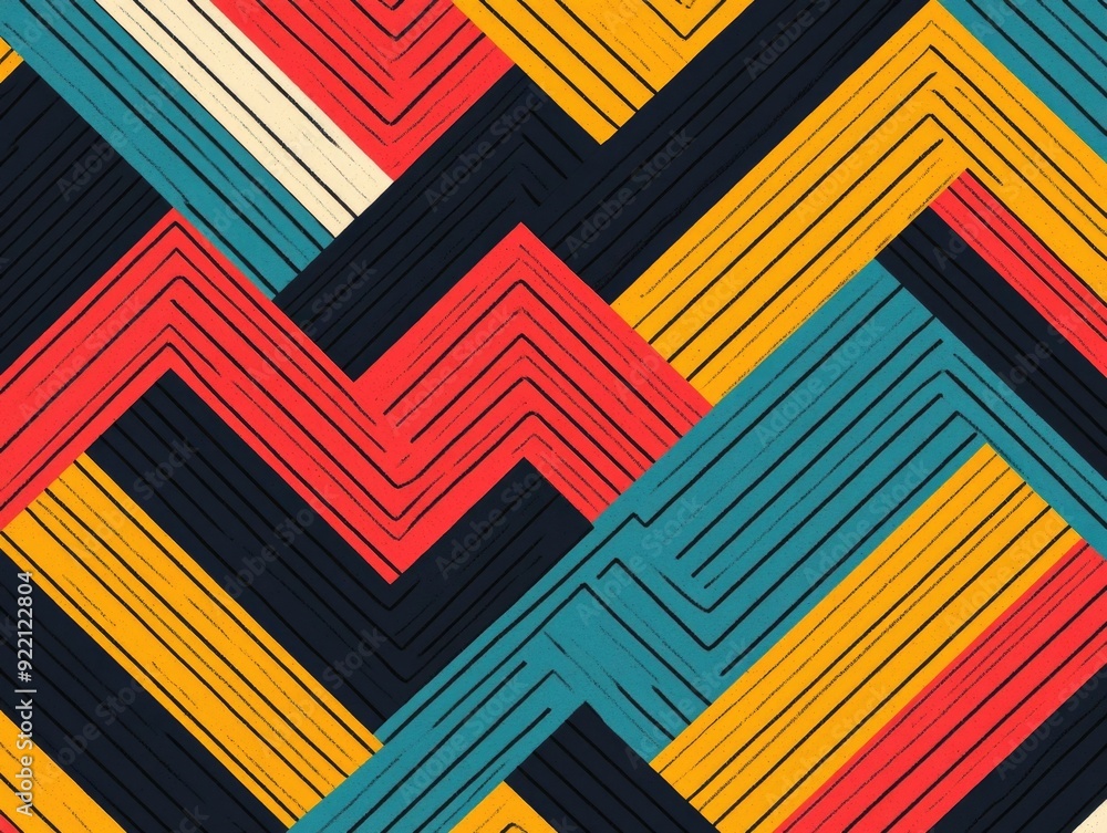 Poster captivating abstract artwork featuring a complex layered geometric pattern with overlapping and nest