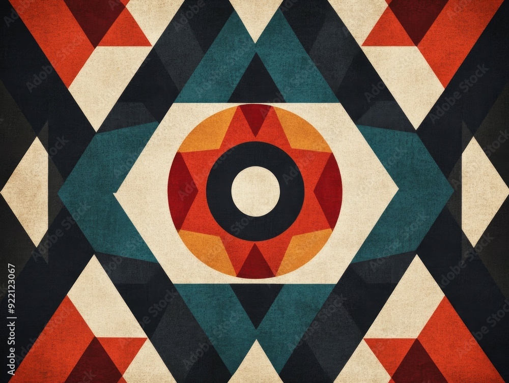 Poster expanding concentric triangles geometric abstract pattern design with striking symmetry and minimali