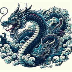 Fototapeta premium Dragon illustration,Dragon poster,Dragon banner,Dragon logo 