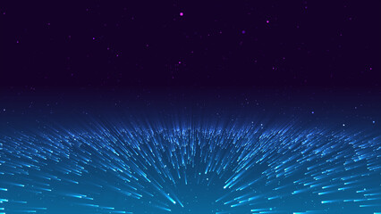 Purple Pink Blue Blend Galaxy Abstract Background. Black paint stain slides across a rough purple background