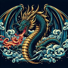 Dragon illustration,Dragon poster,Dragon banner,Dragon logo
