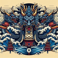 Obraz premium Dragon illustration,Dragon poster,Dragon banner,Dragon logo 