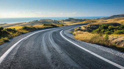 Fototapeta premium A smooth, open road winding through a scenic landscape, representing the journey to success and endless possibilities