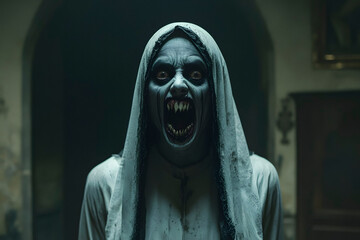 scary evil nun screaming