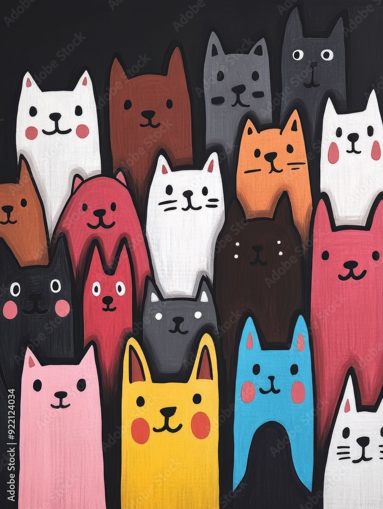Aufkleber charming and whimsical doodle art featuring a variety of colorful cartoonish creatures and character