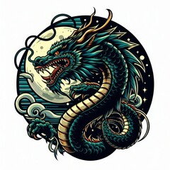 Dragon illustration,Dragon poster,Dragon banner,Dragon logo
