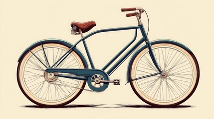A detailed vector illustration of a classic bicycle, with intricate line work and vintage design elements. The graphic uses a retro color scheme to evoke a sense of nostalgia and charm