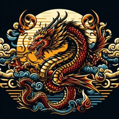 Dragon illustration,Dragon poster,Dragon banner,Dragon logo
