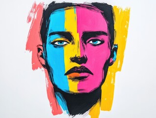 Exaggerated abstract face doodle featuring a stylized creative portrait with distinctive imaginative elements  This digital showcases a unique modern and visually captivating design