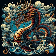 Obraz premium Dragon illustration,Dragon poster,Dragon banner,Dragon logo 