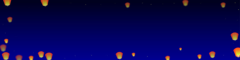Sky lanterns floating in the night sky.