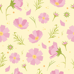 cute floral pattern with flowers on a light background, seamless print