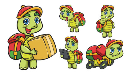 Delivery turtle in various poses