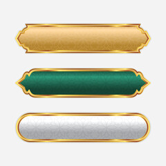 Obraz premium luxury golden arch islamic ornamental text box title frame for wedding and invitation card template set