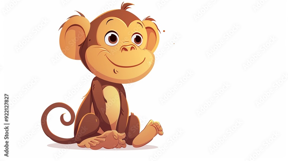 Poster cute cartoon monkey illustration