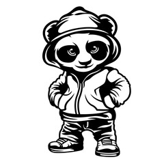 Panda Bear Hiphop | Cool Panda | Swag Panda | Zoo Animal | Hipster Panda | Hiphop Lover | Panda Bear | Fashion Panda | Original Illustration | Vector and Clipart | Cutfile and Stencil