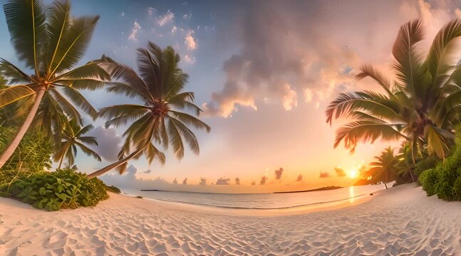 Palm Tree at Sunset. Round Panorama Environment Map