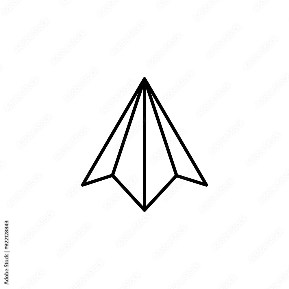 Poster paper plane outline icon. airplane simple vector linear illustration for web and app on white backgr
