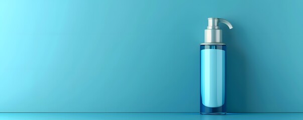 Blue Pump Bottle on a Light Blue Background