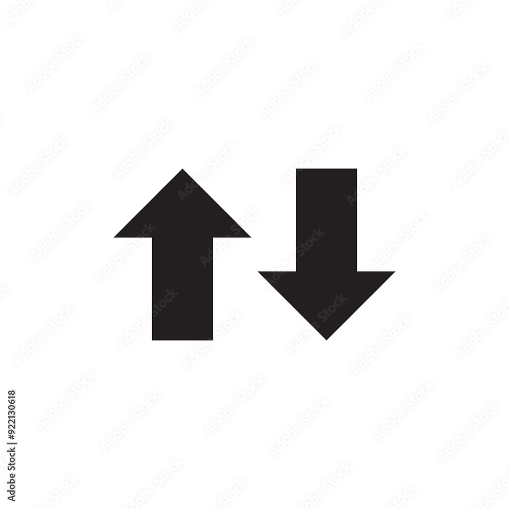 Poster sort down and up arrows vector icon. vector flat black illustration..eps