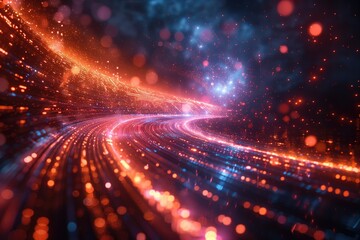 Fototapeta premium A conceptual image of quantum supremacy, depicting a quantum computer outpacing classical computers in solving complex problems, symbolized by a race with a clear winner