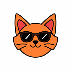 A cat's head wearing sunglasses art vector illustration