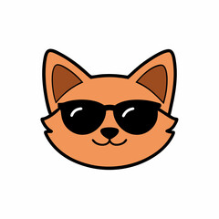 A cat's head wearing sunglasses art vector illustration