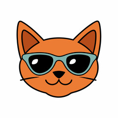 A cat's head wearing sunglasses art vector illustration