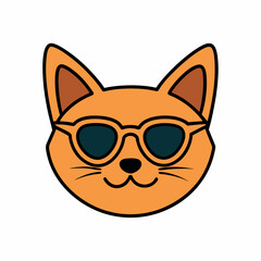 A cat's head wearing sunglasses art vector illustration