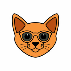 A cat's head wearing sunglasses art vector illustration