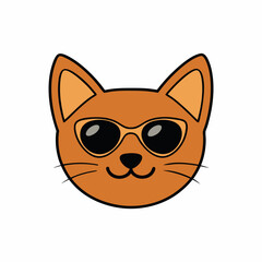 A cat's head wearing sunglasses art vector illustration