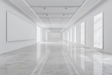 Fototapeta premium White Gallery - Modern Architecture Background for Art Exhibition