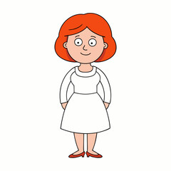 A red haired lady, art vector illustration