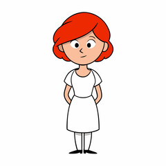 A red haired lady, art vector illustration