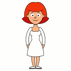 A red haired lady, art vector illustration