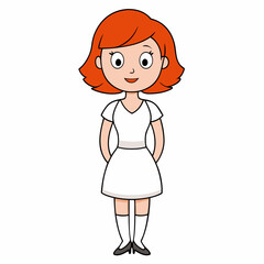 A red haired lady, art vector illustration