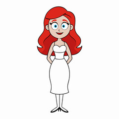 A red haired lady, art vector illustration