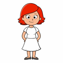 A red haired lady, art vector illustration