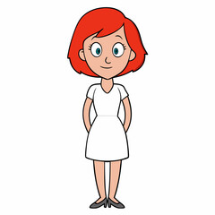 A red haired lady, art vector illustration