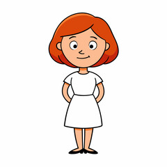A red haired lady, art vector illustration