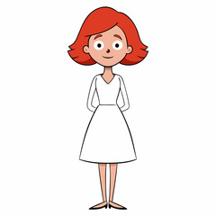 A red haired lady, art vector illustration