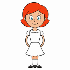 A red haired lady, art vector illustration