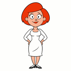 A red haired lady, art vector illustration