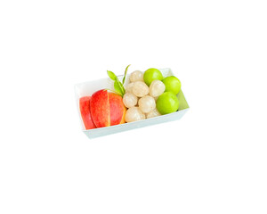 red and green grapes in a bowl, Mixed fruit with white background