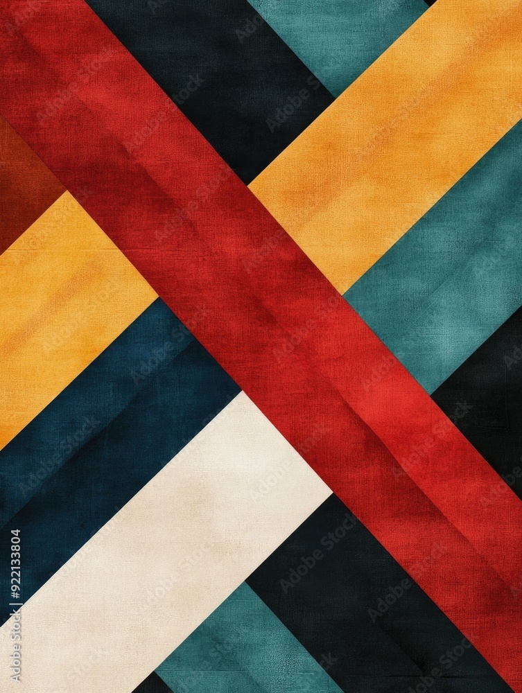 Poster retro geometric abstract pattern featuring intersecting lines in warm vibrant tones this visually st