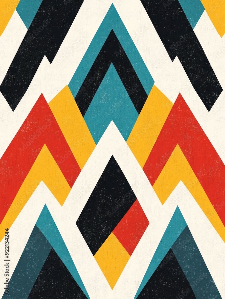 Poster striking geometric pattern with a triangular grid layout featuring alternating thick and thin lines 