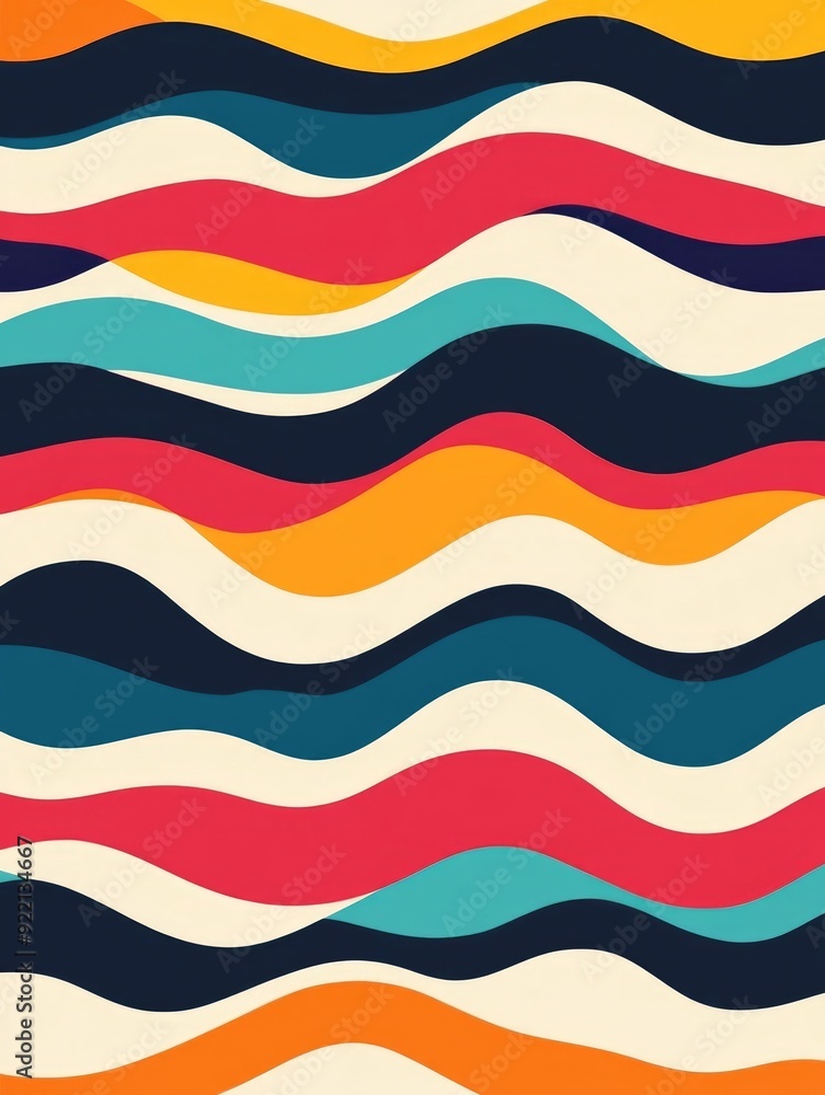 Poster mesmerizing wavy grid pattern with overlapping retro inspired lines and colors dynamic and flowing a