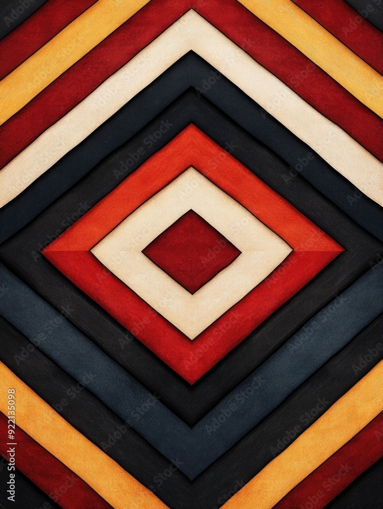Poster symmetrical radial pattern with earthy colors and harmonious geometric lines retro inspired minimali